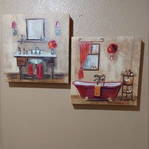 🌺 Bathroom Canvas Wall Art Set of 2